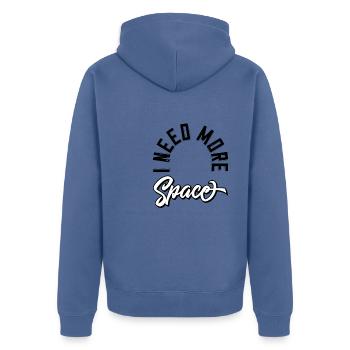 I need more space - Unisex Premium Bio Zip Hoodie - Taubenblau - Hinten - Nico (187cm)