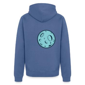 Mond - Unisex Premium Bio Zip Hoodie - Taubenblau - Hinten - Nico (187cm)