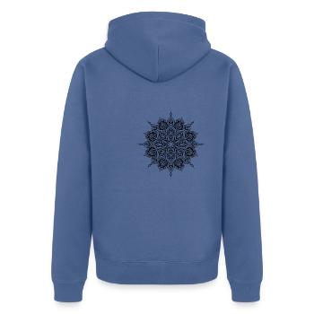 Fleur Mandala - Veste à capuche bio Premium Unisexe - bleu pigeon - Dos - Nico (187cm)