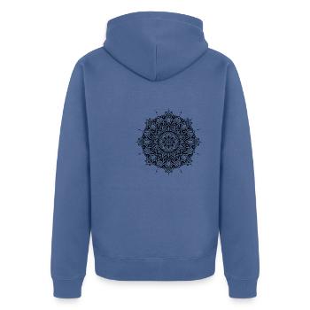 Flower Mandala - Unisex Premium Organic Zip Hoodie - stone blue - Back - Nico (187cm)