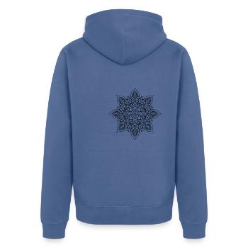Blumen Mandala - Unisex Premium Bio Zip Hoodie - Taubenblau - Hinten - Nico (187cm)