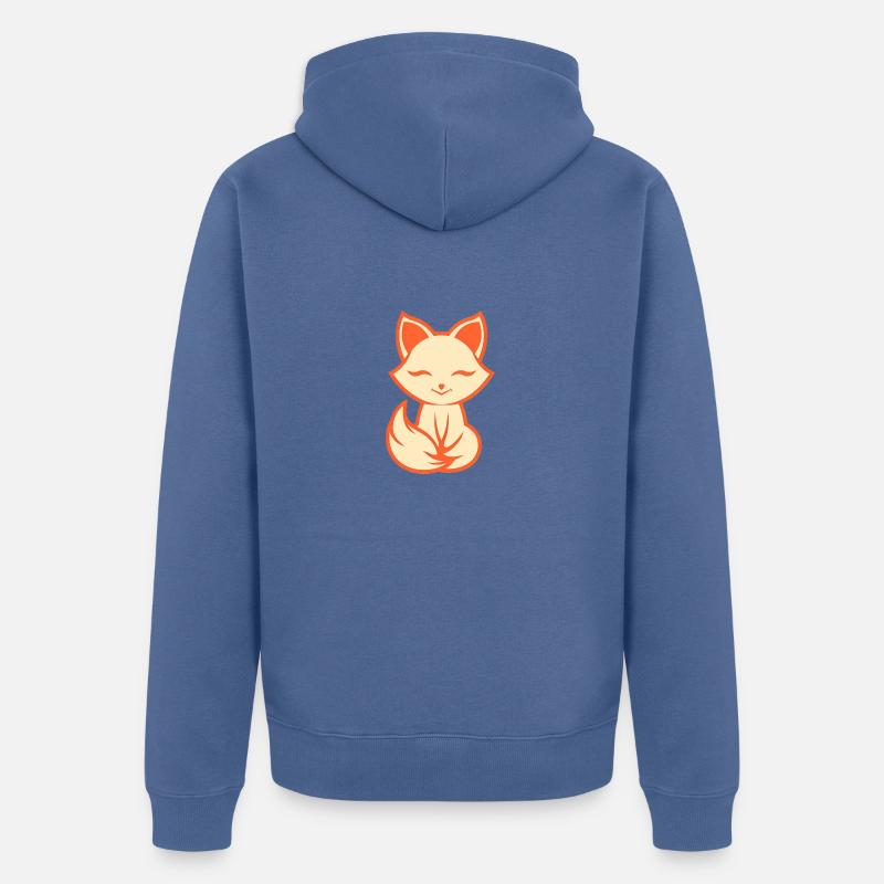 Fuchs Logo, einfaches Fuchs Design - Unisex Premium Bio Zip Hoodie - Taubenblau