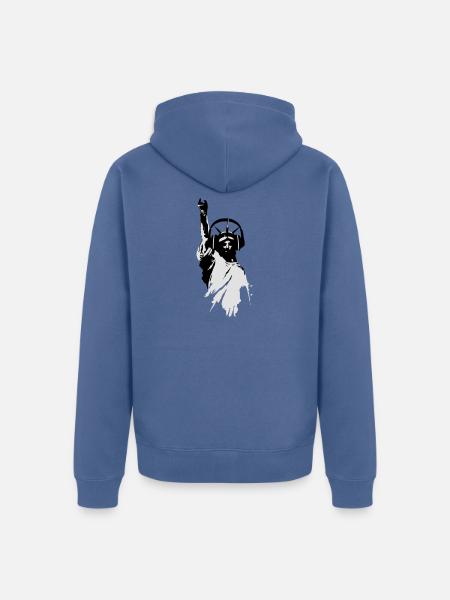DJane Lady Liberty mit Kopfhörer - Unisex Premium Bio Zip Hoodie - Taubenblau
