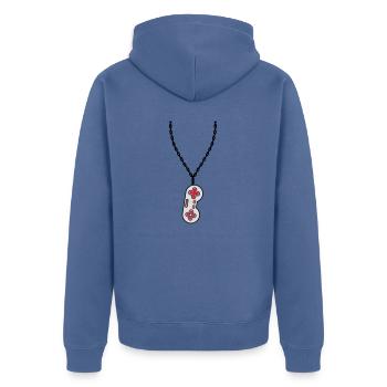 Halskette Schmuck alter Controller - Unisex Premium Bio Zip Hoodie - Taubenblau - Hinten - Nico (187cm)