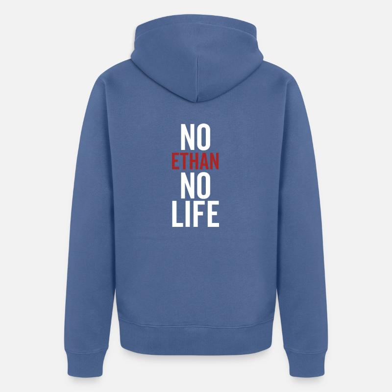 Pas d’Ethan Pas de vie - Veste à capuche bio Premium Unisexe - bleu pigeon