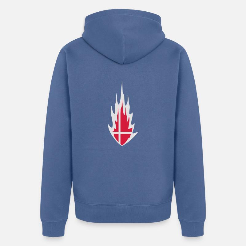 Denmark Danmark Fire Flame Design - Veste à capuche bio Premium Unisexe - bleu pigeon