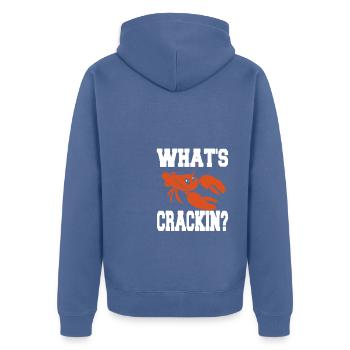 lobster - Whats crackin - Unisex Premium Bio Zip Hoodie - Taubenblau - Hinten - Nico (187cm)