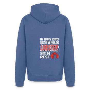Most of my problems lobster - Unisex Premium Organic Zip Hoodie - stone blue - Back - Nico (187cm)