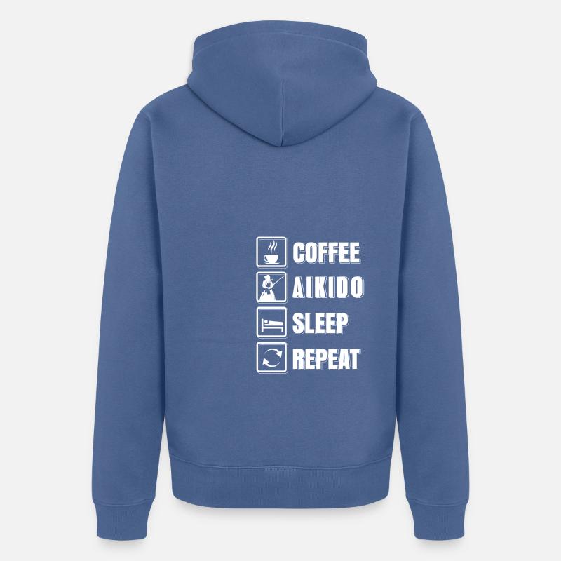 Café Aïkido Sommeil répéter - Veste à capuche bio Premium Unisexe - bleu pigeon