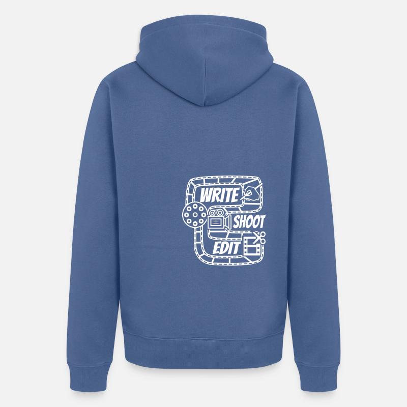 Write Shoot Edit Repeat - Unisex Premium Bio Zip Hoodie - Taubenblau