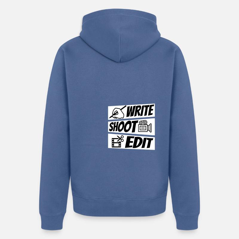 Write Shoot Edit Repeat - Unisex Premium Bio Zip Hoodie - Taubenblau