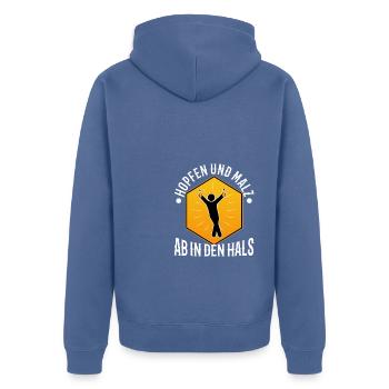 Hops and malt - Unisex Premium Organic Zip Hoodie - stone blue - Back - Nico (187cm)