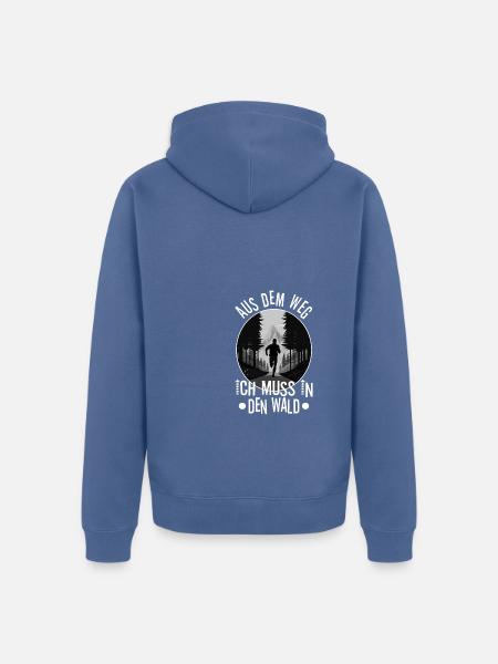 Aus dem weg ich muss in den Wald - Unisex Premium Bio Zip Hoodie - Taubenblau
