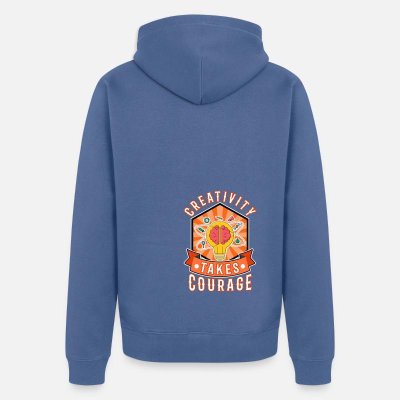 La créativité demande du courage - Veste à capuche bio Premium Unisexe - bleu pigeon