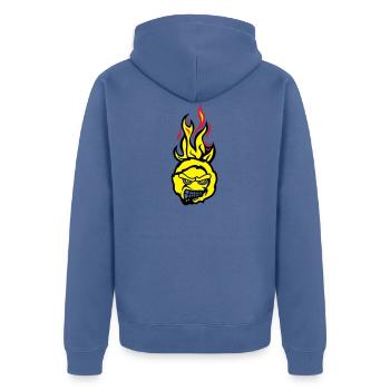 tennis face cartoon flame feroce - Unisex Premium Organic Zip Hoodie - stone blue - Back - Nico (187cm)
