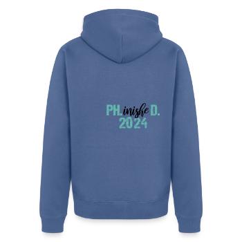 Doktor 2024 Abschluss Philister Dissertation Phd - Unisex Premium Bio Zip Hoodie - Taubenblau - Hinten - Nico (187cm)