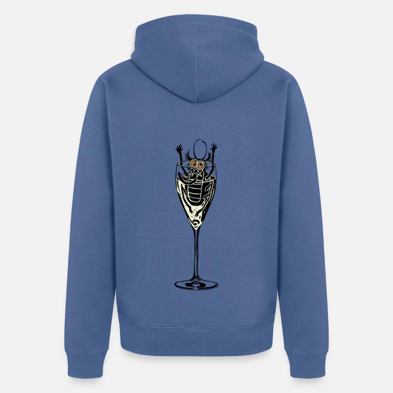 Insecte dans le vin mousseux - Veste à capuche bio Premium Unisexe - bleu pigeon