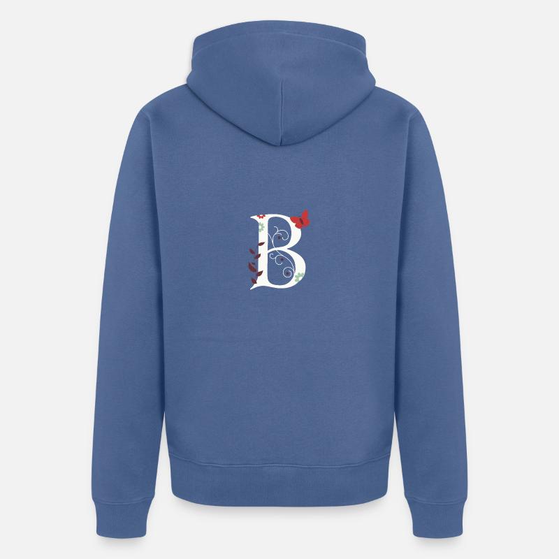 Lettre B Monogramme Rétro - Veste à capuche bio Premium Unisexe - bleu pigeon