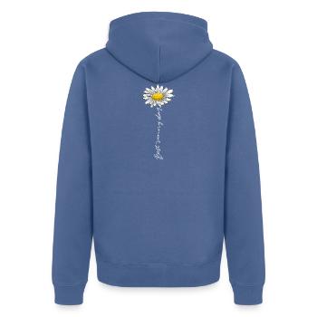 Sommerblume, bester sonniger Tag - Textilien, Geschenke - Unisex Premium Bio Zip Hoodie - Taubenblau - Hinten - Nico (187cm)