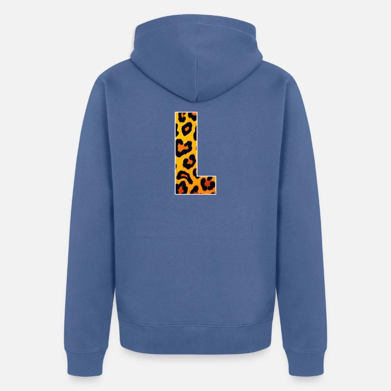 Leopard Print Eckdesign - Unisex Premium Bio Zip Hoodie - Taubenblau