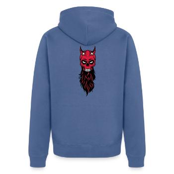 anguß hipster Bart bärtig Teufel Kostüm luc - Unisex Premium Bio Zip Hoodie - Taubenblau - Hinten - Nico (187cm)