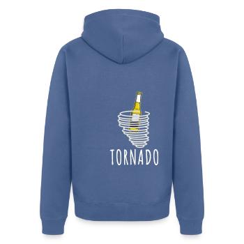Tornado entzünden Mallorca Bier - Unisex Premium Bio Zip Hoodie - Taubenblau - Hinten - Nico (187cm)