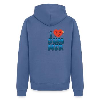 Cœur d’été 12 - Veste à capuche bio Premium Unisexe - bleu pigeon - Dos - Nico (187cm)