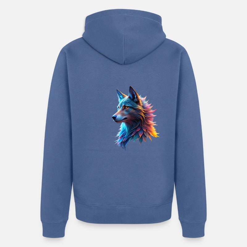 Fantasy Wolfskopf - Unisex Premium Bio Zip Hoodie - Taubenblau
