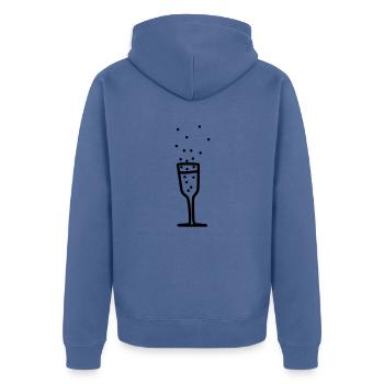 sektglas 2 - Unisex Premium Bio Zip Hoodie - Taubenblau - Hinten - Nico (187cm)