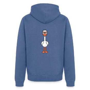 Bird looks funny, annoyed, tired, angry, frustrated - Unisex Premium Organic Zip Hoodie - stone blue - Back - Nico (187cm)