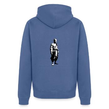 Shaolin Monk - Martial Arts Sticker - Unisex Premium Organic Zip Hoodie - stone blue - Back - Nico (187cm)