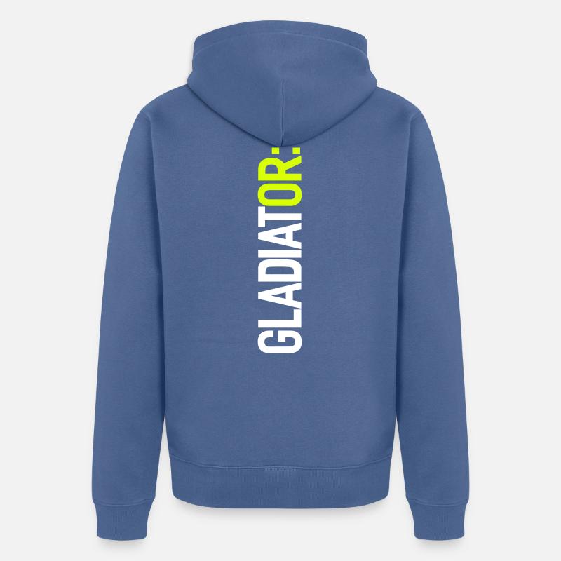 GLADIATOR: (oder ich!) - Unisex Premium Bio Zip Hoodie - Taubenblau
