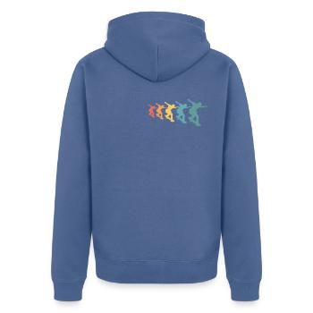skater retro skateboard t-shirt skater - Veste à capuche bio Premium Unisexe - bleu pigeon - Dos - Nico (187cm)