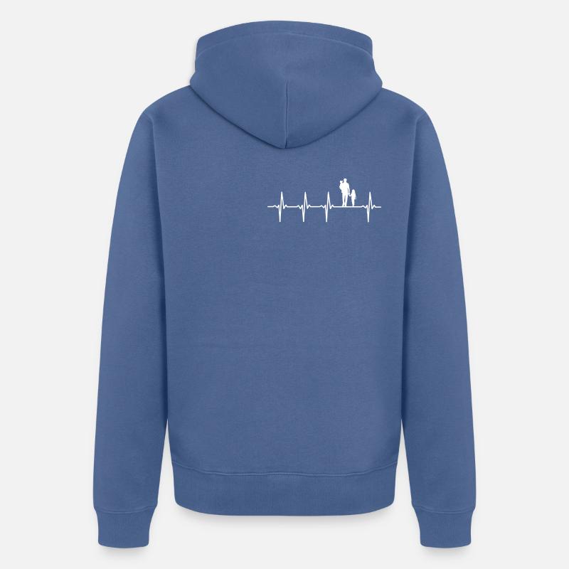 Padre e figlia e figlio figlia e figlio - Felpa con cappuccio ecologica premium unisex - grigio-azzurro