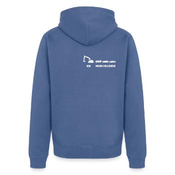 Bagger baustelle ich meine follower baggerfahrer - Unisex Premium Bio Zip Hoodie - Taubenblau - Hinten - Nico (187cm)