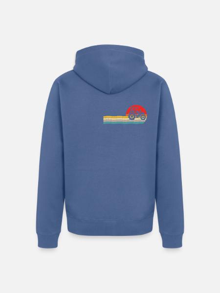 Retro t-skjorte traktor for bondetraktor - Premium økologisk unisex-hettejakke - dueblå