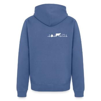 kühe Herzschlag t-shirt kühe kuh - Unisex Premium Bio Zip Hoodie - Taubenblau - Hinten - Nico (187cm)