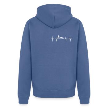 Berg Herzschlag für Wanderer wandern - Unisex Premium Bio Zip Hoodie - Taubenblau - Hinten - Nico (187cm)