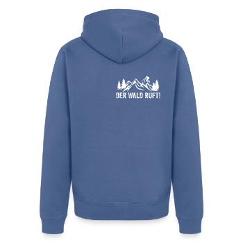 der wald ruft t-shirt Mountainbike MTB fahrrad - Unisex Premium Bio Zip Hoodie - Taubenblau - Hinten - Nico (187cm)