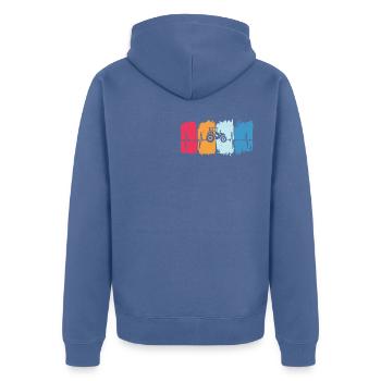 Retro traktor herzschlag trecker t-shirt landwirt - Unisex Premium Bio Zip Hoodie - Taubenblau - Hinten - Nico (187cm)