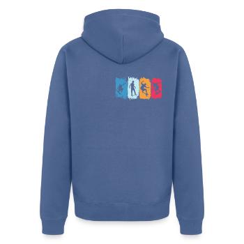 Retro Skater skateboard t-shirt skater - Veste à capuche bio Premium Unisexe - bleu pigeon - Dos - Nico (187cm)