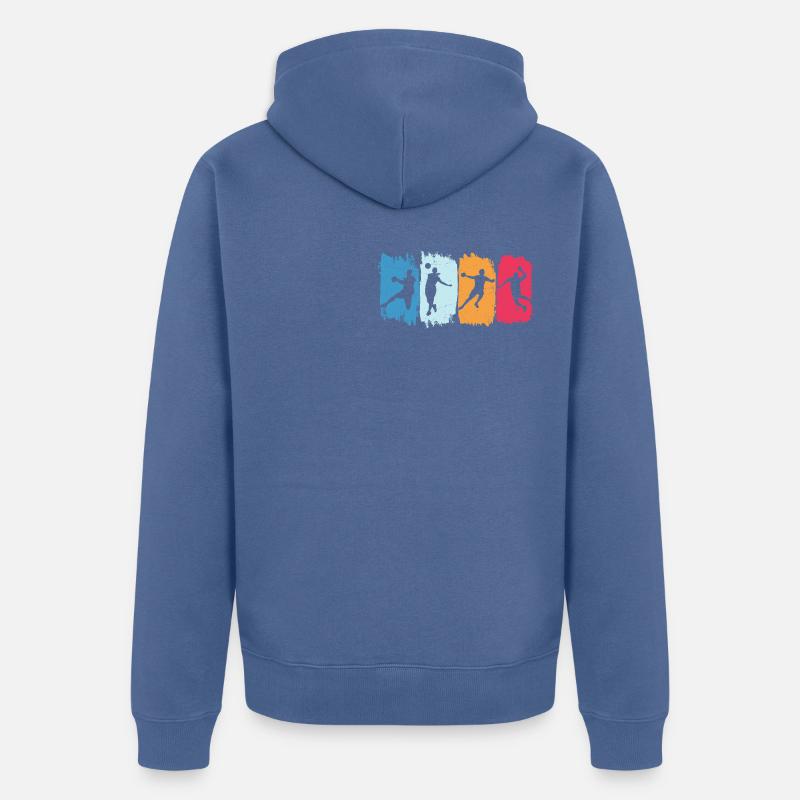 Joueur de handball rétro handballeur - Veste à capuche bio Premium Unisexe - bleu pigeon