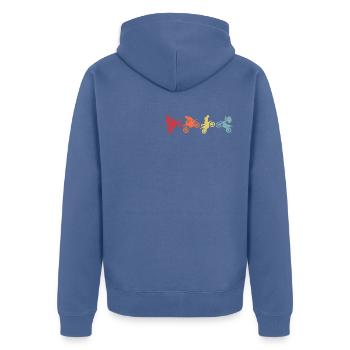Motocross Moto T-shirt rétro Motorsport - Veste à capuche bio Premium Unisexe - bleu pigeon - Dos - Nico (187cm)