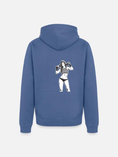 Frau Fitnessstudio - Unisex Premium Bio Zip Hoodie - Taubenblau