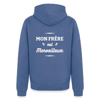 MON FRÈRE EST MERVEILLEUX - Veste à capuche bio Premium Unisexe - bleu pigeon - Dos - Nico (187cm)