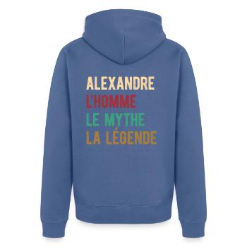ALEXANDRE L'HOMME LE MYTHE LA LÉGENDE - Veste à capuche bio Premium Unisexe - bleu pigeon - Dos - Nico (187cm)