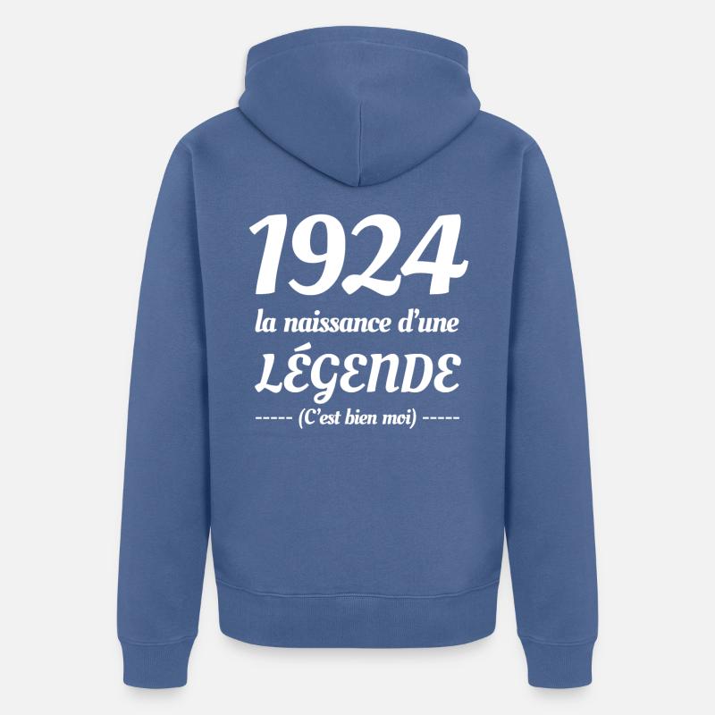 1924 NAISSANCE D'UNE LÉGENDE - Veste à capuche bio Premium Unisexe - bleu pigeon