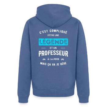 LÉGENDE ET PROFESSEUR - Veste à capuche bio Premium Unisexe - bleu pigeon - Dos - Nico (187cm)