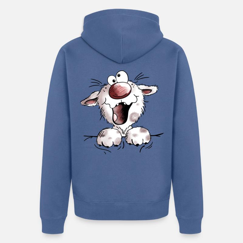 chat pelucheux drôle - chats - Chat - chaton - Veste à capuche bio Premium Unisexe - bleu pigeon