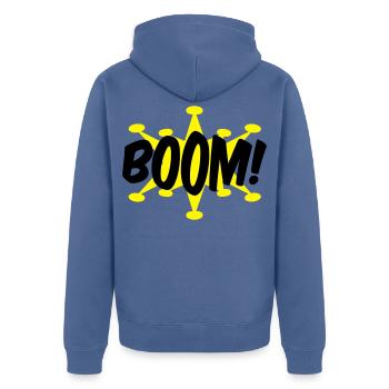 Boom - Unisex Premium Bio Zip Hoodie - Taubenblau - Hinten - Nico (187cm)